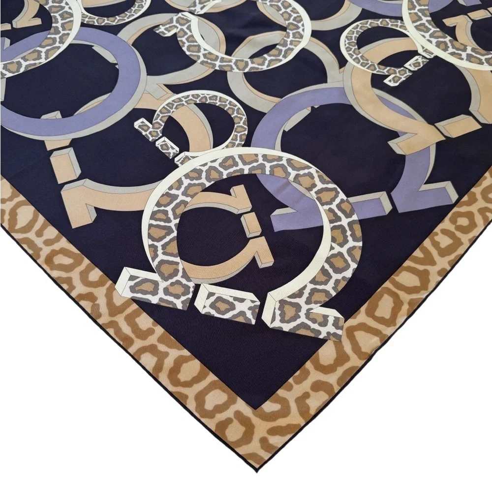 Salvatore Ferragamo Gancini Leopard Cheetah Print Scarf